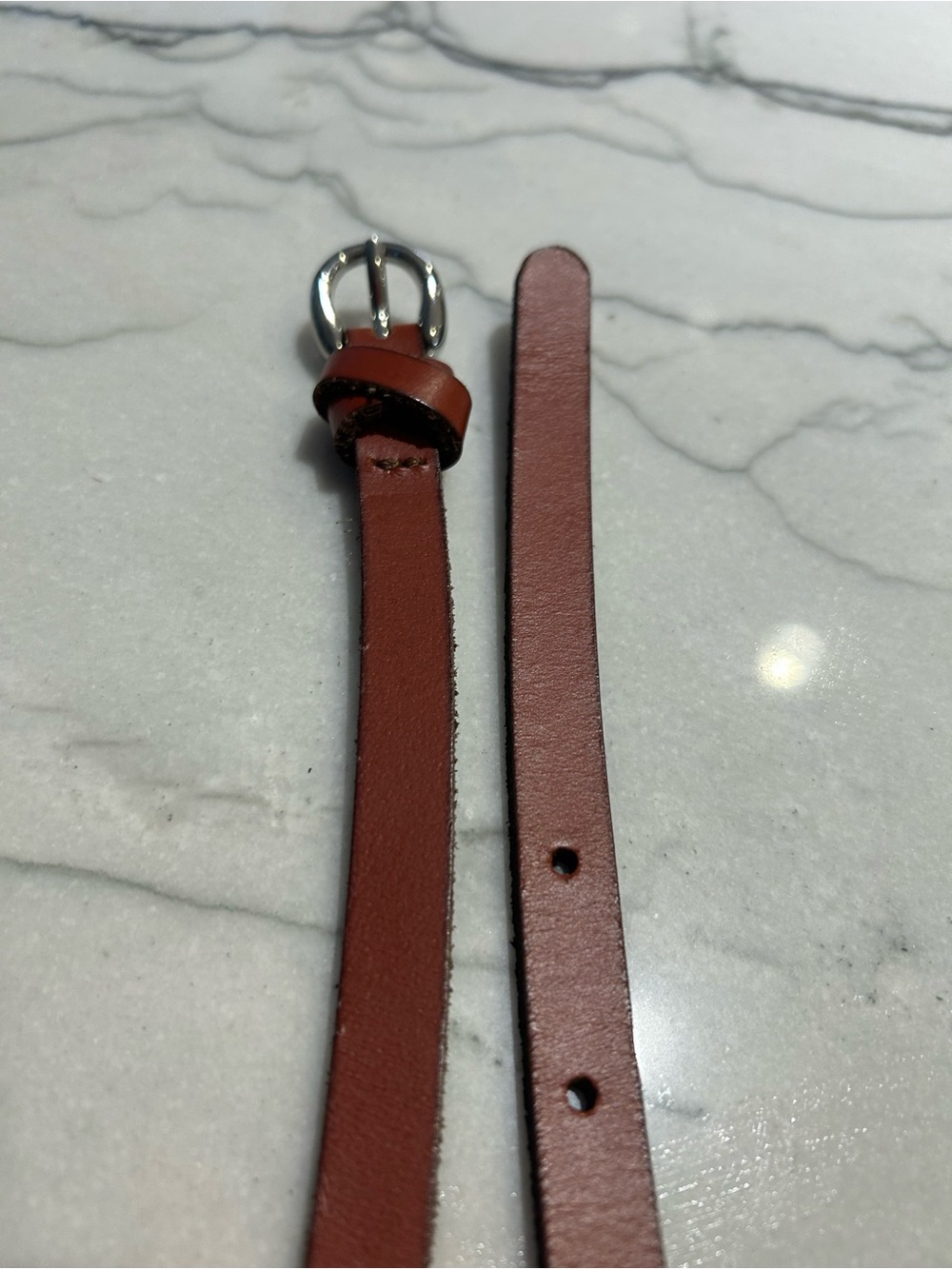 Classic Women's Brown Leather Belt with Silver Buckle